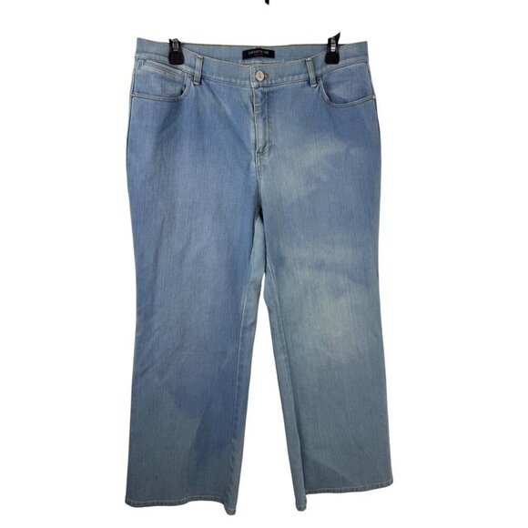 Lafayette 148 Light Wash Blue Denim Jeans Cropped Wide Leg Size 12 GUC READ - Picture 1 of 11